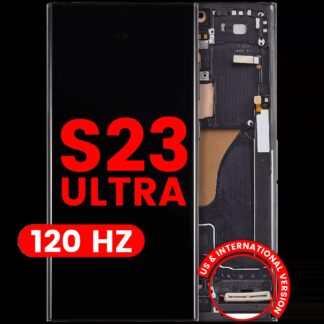OLED Display mit Rahmen für Samsung Galaxy S23 Ultra (US & International) (Aftermarket Pro) (120Hz) (Phantom Black)