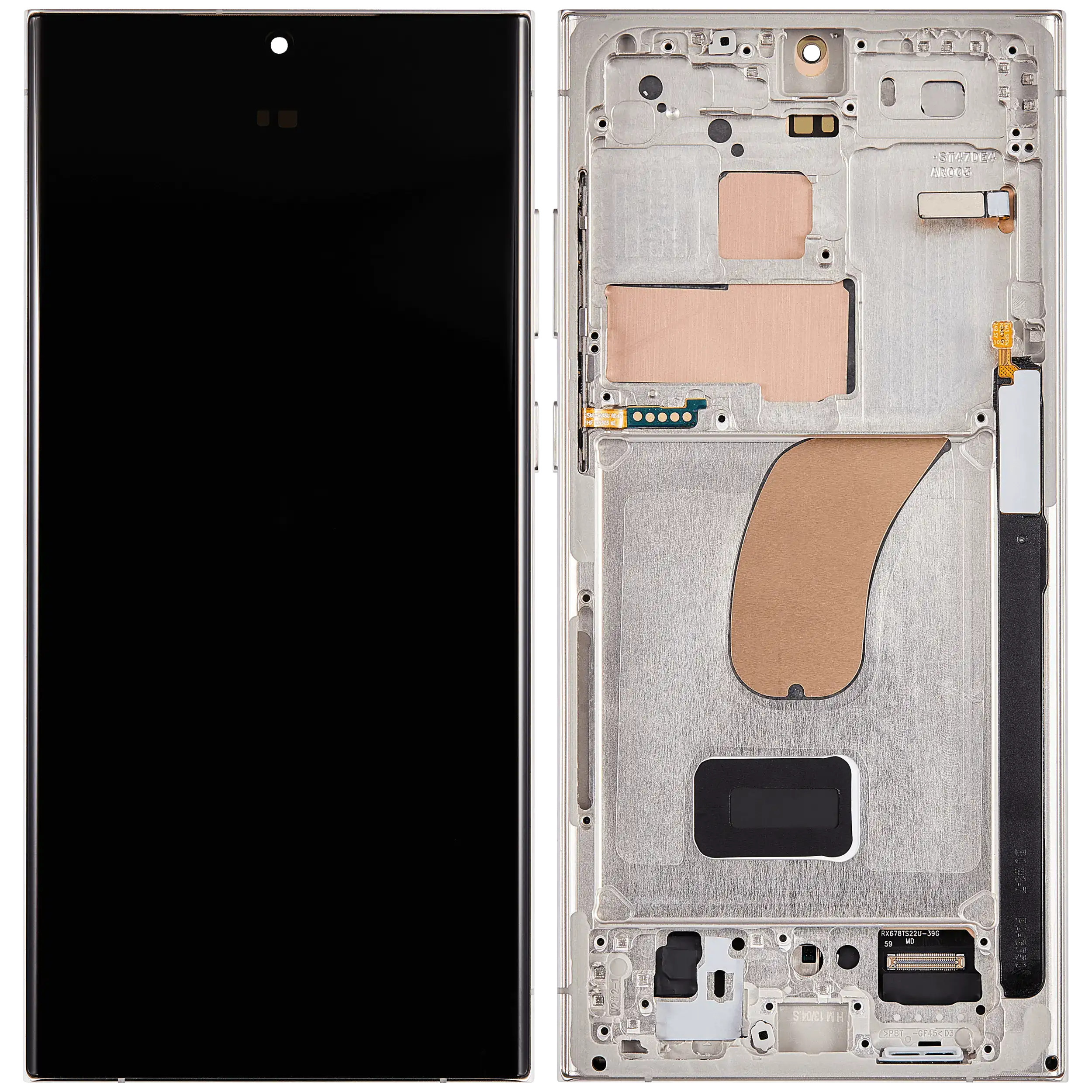 OLED Display mit Rahmen für Samsung Galaxy S23 Ultra (US & International) (Aftermarket Pro) (120Hz) (Cream) – Bild 3