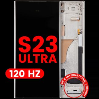 OLED Display mit Rahmen für Samsung Galaxy S23 Ultra (US & International) (Aftermarket Pro) (120Hz) (Cream)