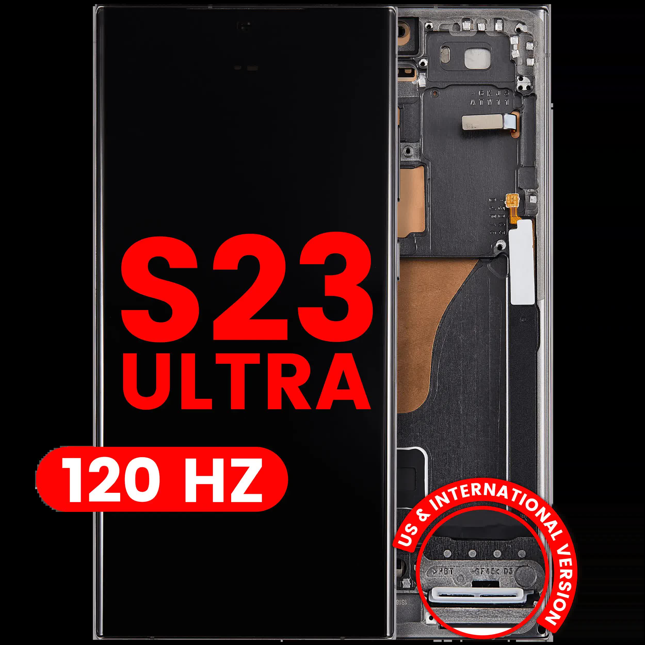 OLED Display mit Rahmen für Samsung Galaxy S23 Ultra (US & International) (Aftermarket Pro) (120Hz) (Green (Grün))