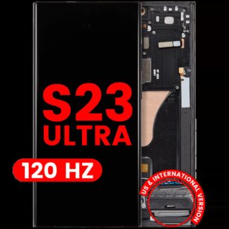 OLED Display mit Rahmen für Samsung Galaxy S23 Ultra (US & International) (Aftermarket Pro) (120Hz) (Graphite)