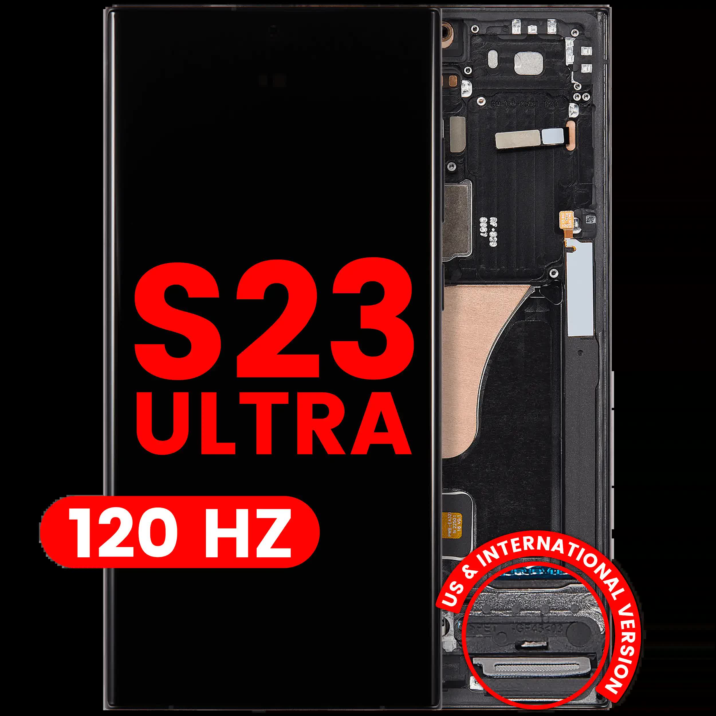 OLED Display mit Rahmen für Samsung Galaxy S23 Ultra (US & International) (Aftermarket Pro) (120Hz) (Graphite)