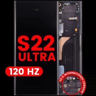 OLED Display mit Rahmen für Samsung Galaxy S22 Ultra 5G (US & International Version) (Aftermarket Pro) (120Hz) (Phantom Black)