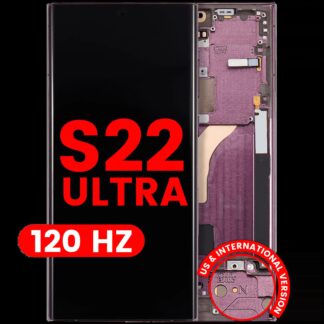 OLED Display mit Rahmen für Samsung Galaxy S22 Ultra 5G (US & International Version) (Aftermarket Pro) (120Hz) (Burgundy)