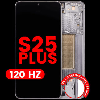 OLED Display mit Rahmen für Samsung Galaxy S25 Plus 5G (US & International Version) (Aftermarket Plus) (120Hz) (Silver Shadow)