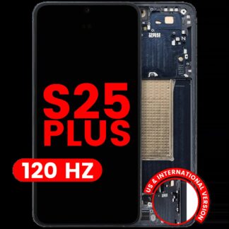 OLED Display mit Rahmen für Samsung Galaxy S25 Plus 5G (US & International Version) (Aftermarket Plus) (120Hz) (Blue Black)