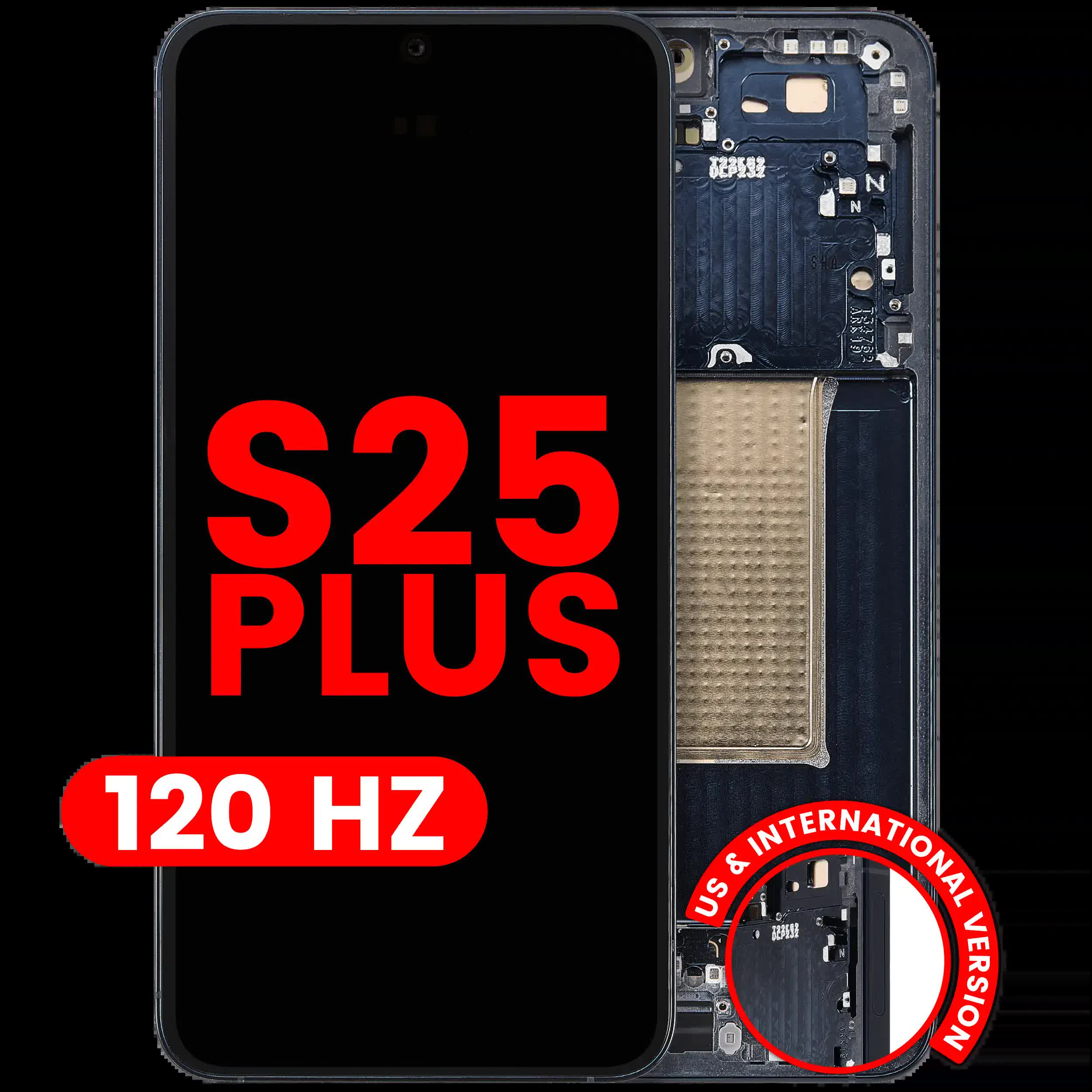 OLED Display mit Rahmen für Samsung Galaxy S25 Plus 5G (US & International Version) (Aftermarket Plus) (120Hz) (Blue Black)