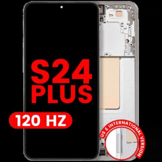 OLED Display mit Rahmen für Samsung Galaxy S24 Plus 5G (US & International Version) (Aftermarket Plus) (120Hz) (Marble Grey)