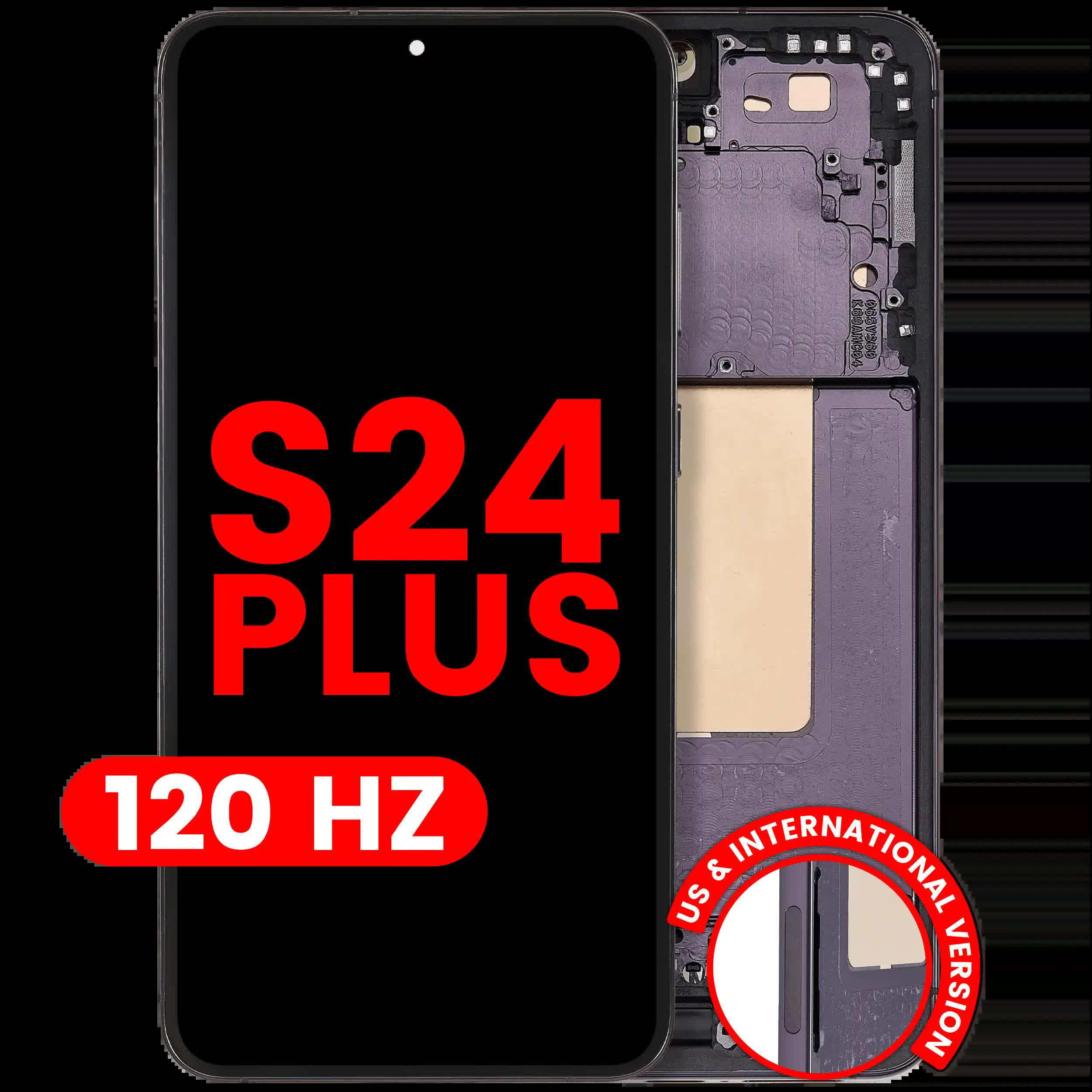 OLED Display mit Rahmen für Samsung Galaxy S24 Plus 5G (US & International Version) (Aftermarket Plus) (120Hz) (Onyx Black)