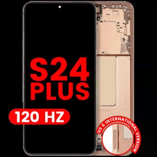 OLED Display mit Rahmen für Samsung Galaxy S24 Plus 5G (US & International Version) (Aftermarket Plus) (120Hz) (Sandstone Orange)