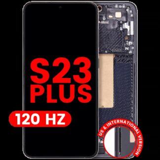 OLED Display mit Rahmen für Samsung Galaxy S23 Plus (US & International) (Aftermarket Plus) (120Hz) (Phantom Black)