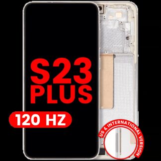 OLED Display mit Rahmen für Samsung Galaxy S23 Plus (US & International) (Aftermarket Plus) (120Hz) (Cream)