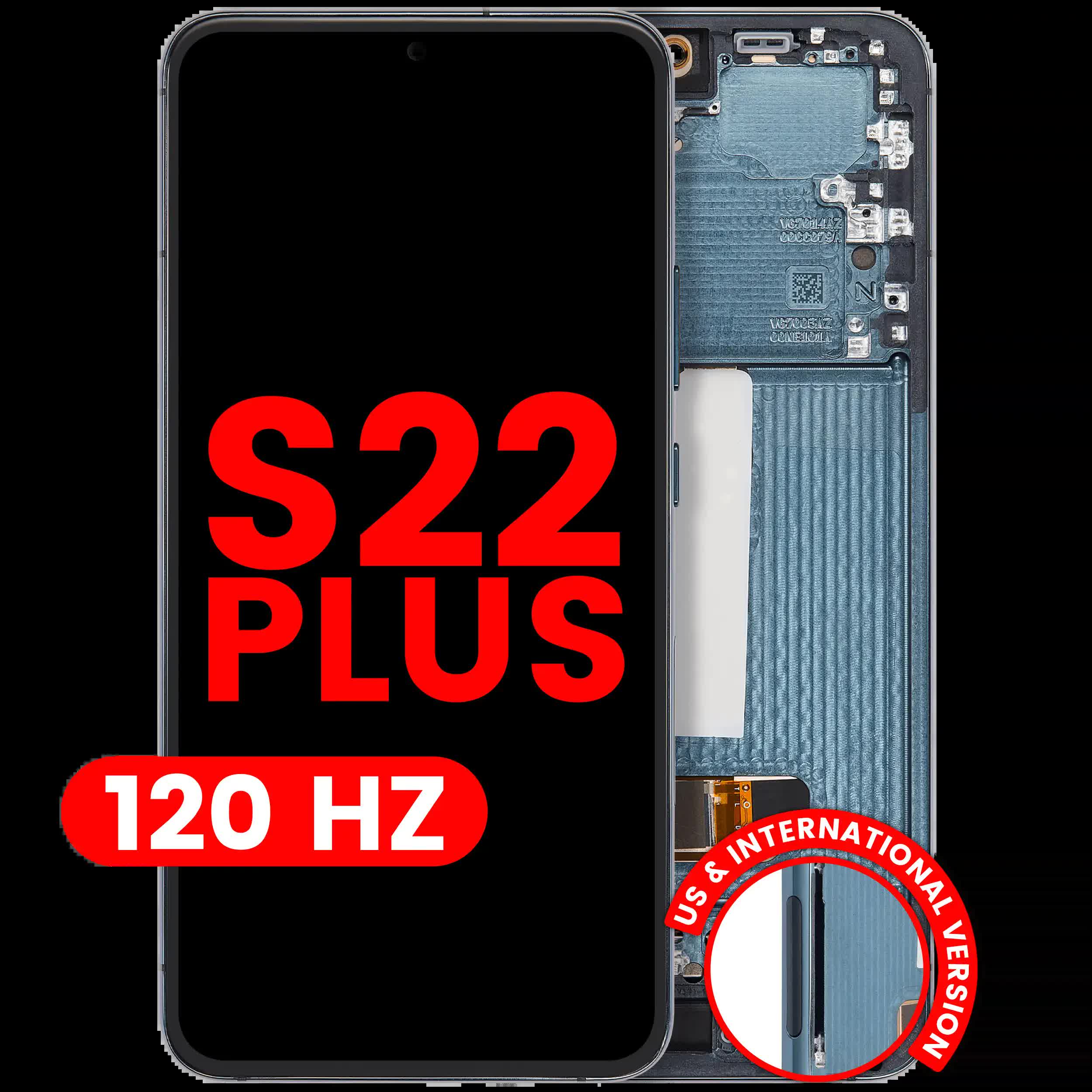 OLED Display mit Rahmen für Samsung Galaxy S22 Plus 5G (US & International Version) (Aftermarket Plus) (120Hz) (Green (Grün))