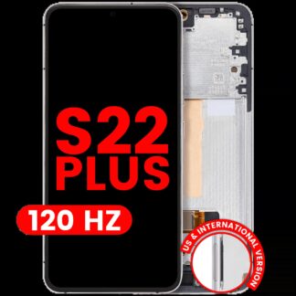 OLED Display mit Rahmen für Samsung Galaxy S22 Plus 5G (US & International Version) (Aftermarket Plus) (120Hz) (White (Weiß))