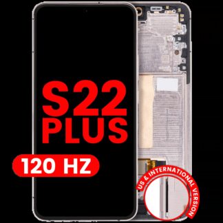OLED Display mit Rahmen für Samsung Galaxy S22 Plus 5G (US & International Version) (Aftermarket Plus) (120Hz) (Pink Gold / Violet)