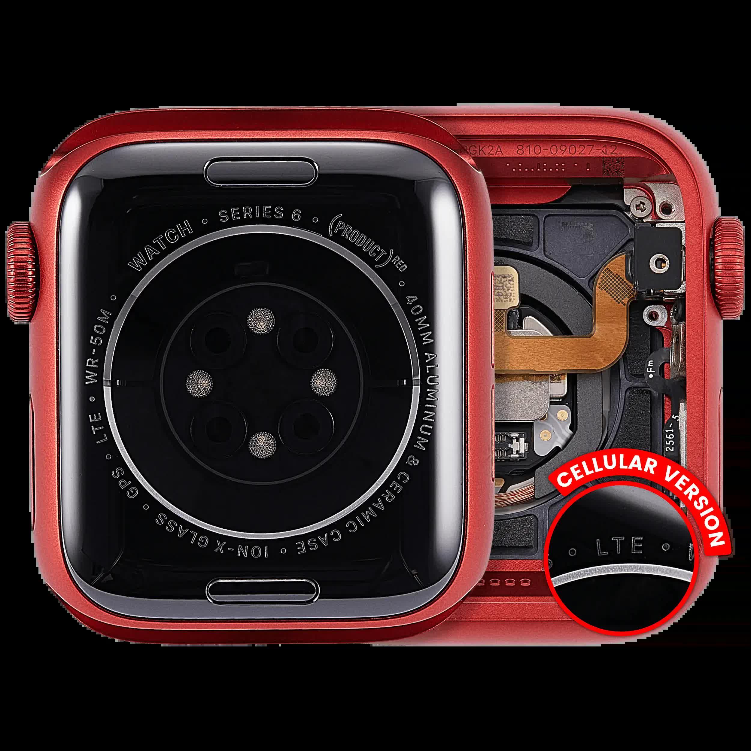 Gehäuse Baugruppe für Watch Series 6 (40MM) (ausgebautes Originalteil: Grade A) (Cellular Version) (Aluminium / Red)
