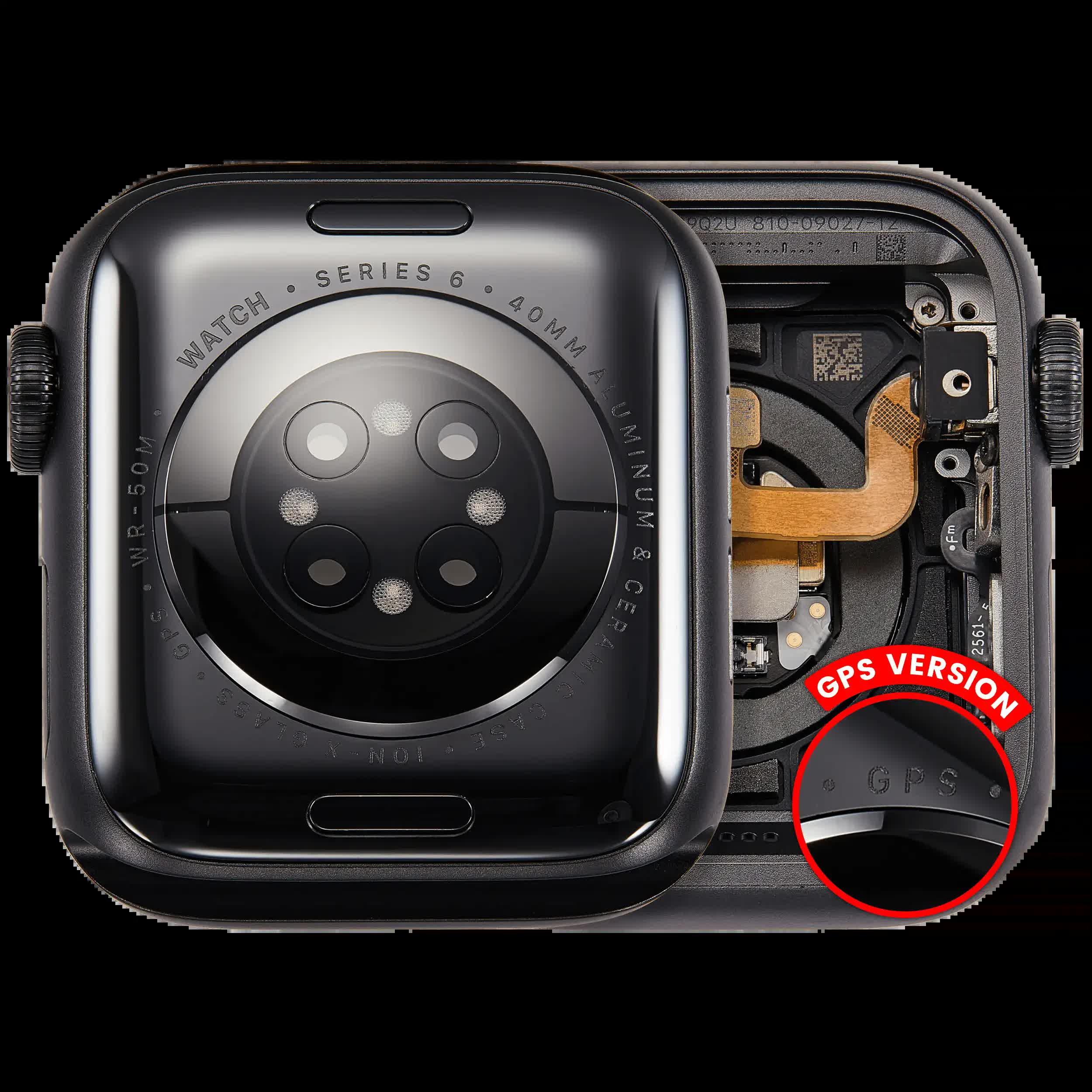 Gehäuse Baugruppe für Watch Series 6 (40MM) (ausgebautes Originalteil: Grade A) (GPS Version) (Aluminium / Space Black)