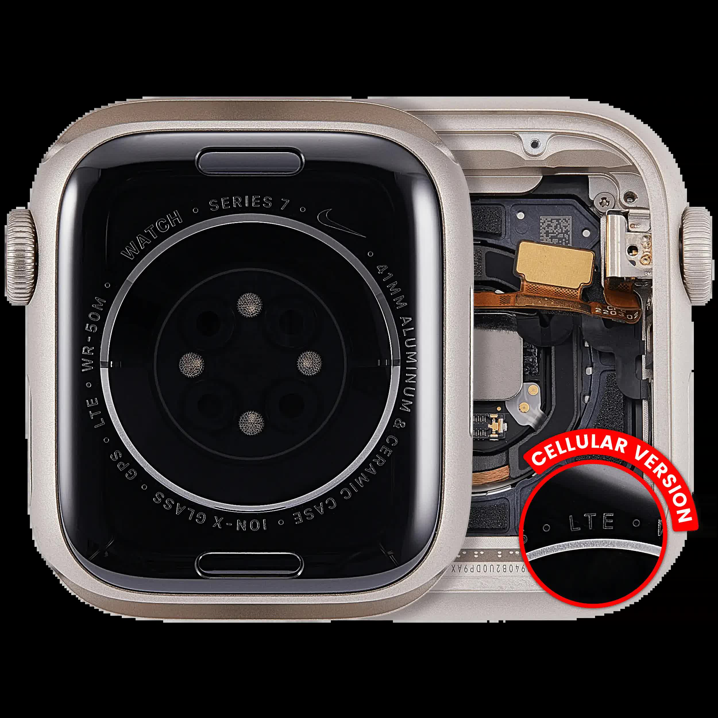 Gehäuse Baugruppe für Watch Series 7 (41MM) (ausgebautes Originalteil: Grade A) (Cellular Version) (Aluminium / Starlight)