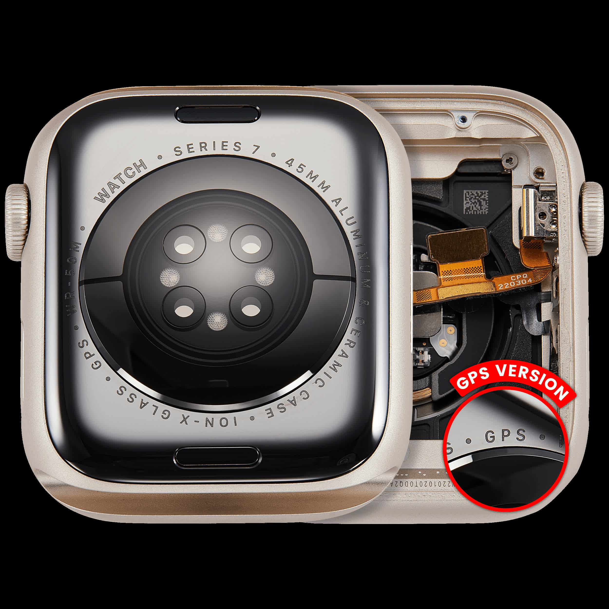Gehäuse Baugruppe für Watch Series 7 (45MM) (ausgebautes Originalteil: Grade A) (GPS Version) (Aluminium / Starlight)
