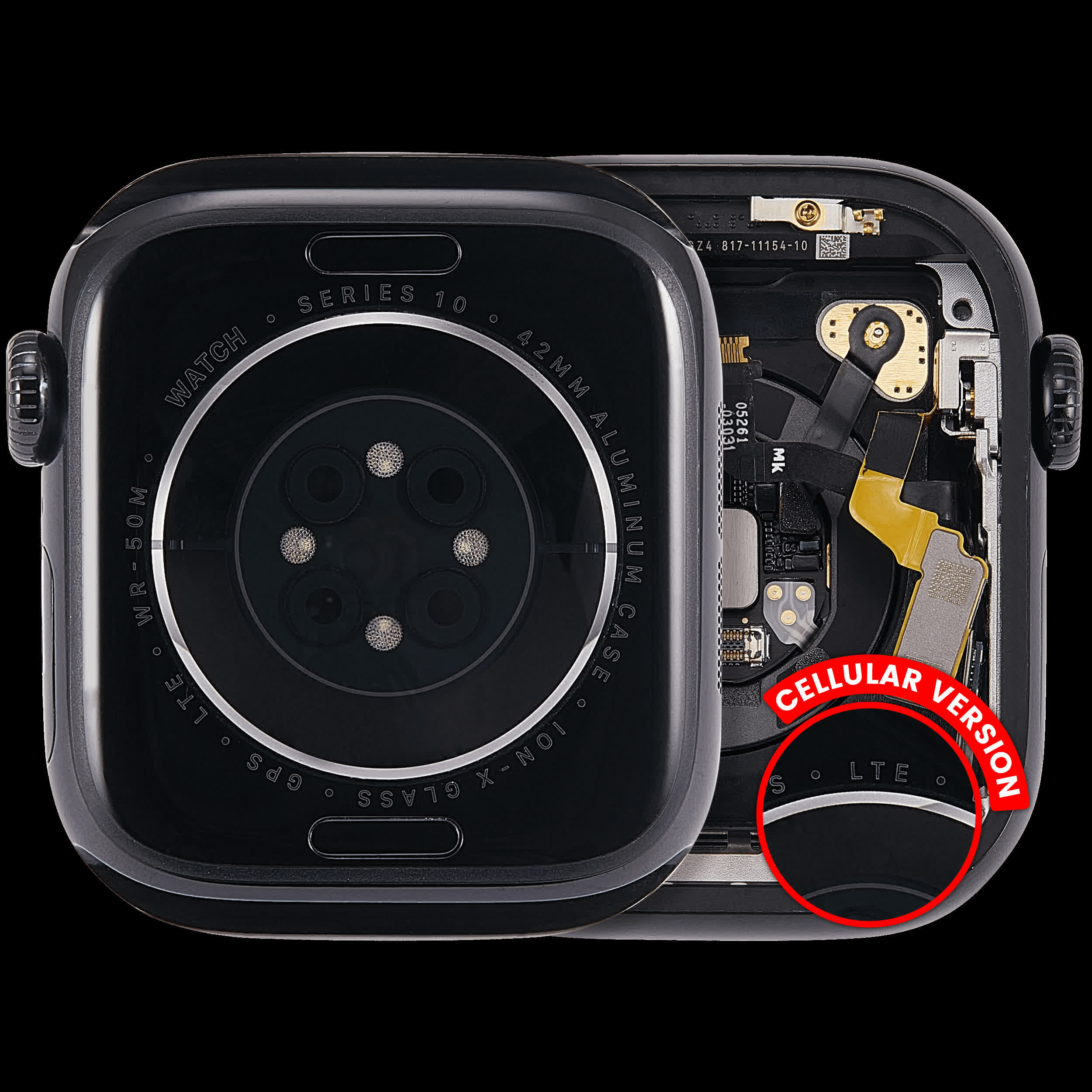 Gehäuse Baugruppe für Watch Series 10 (42MM) (ausgebautes Originalteil: Grade A) (Cellular Version) (Aluminium / Jet Black)