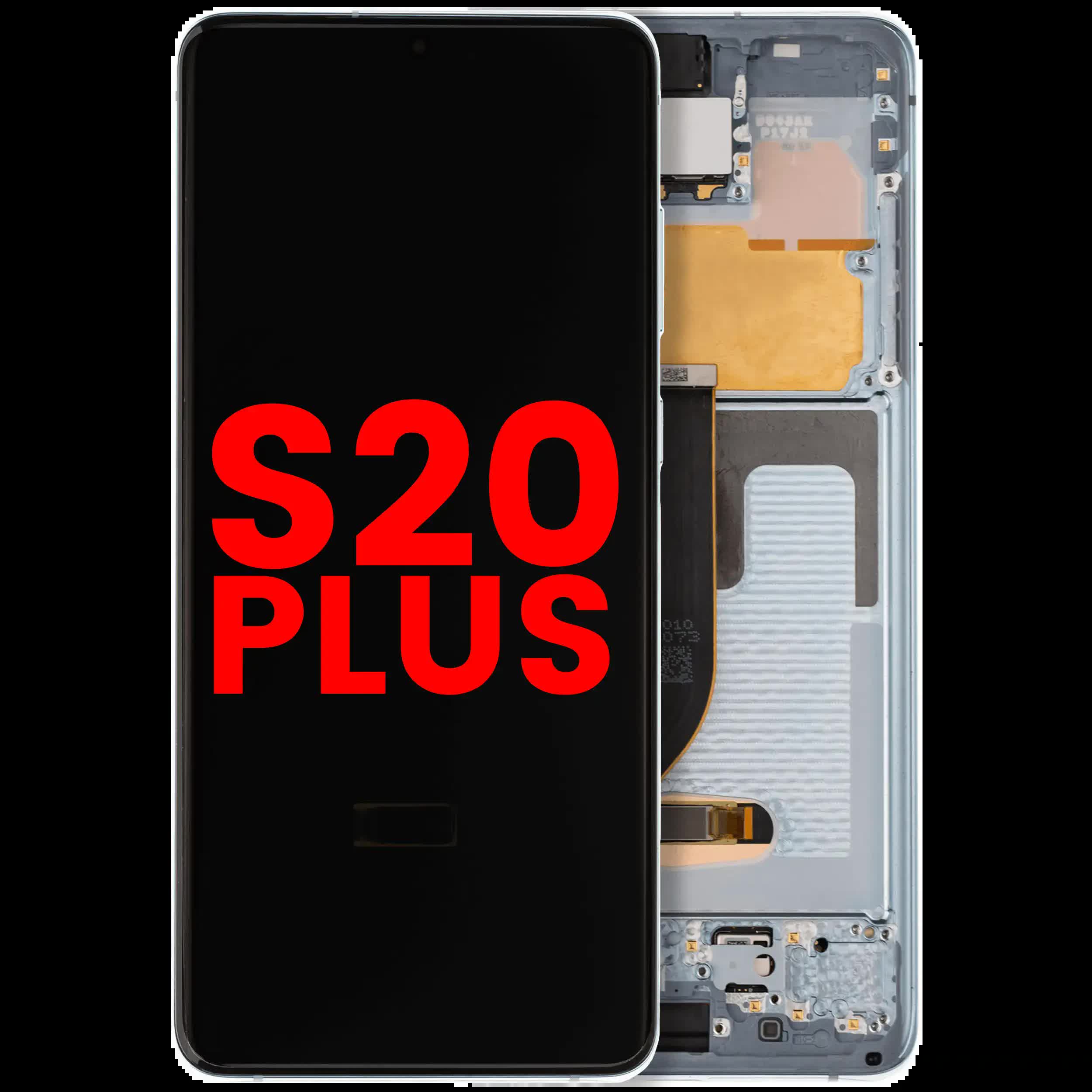 OLED Display mit Rahmen für Samsung Galaxy S20 Plus 5G (Aftermarket Plus) (Cloud Blue)