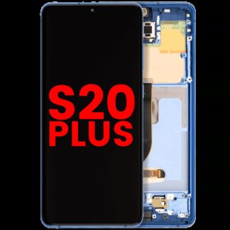 OLED Display mit Rahmen für Samsung Galaxy S20 Plus 5G (Aftermarket Plus) (Aura Blue)