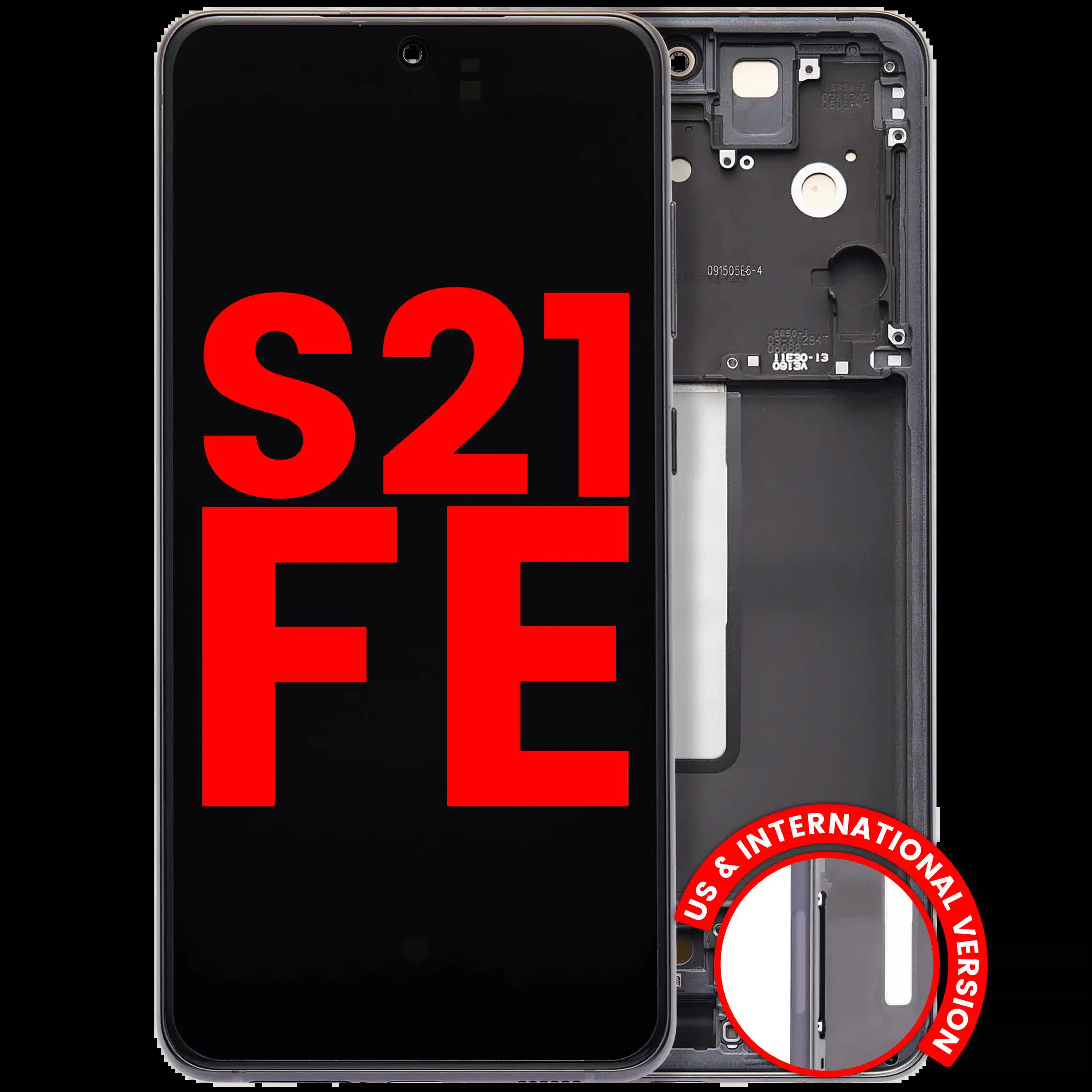 OLED Display mit Rahmen für Samsung Galaxy S21 FE 5G (US & International Version) (Aftermarket Plus) (Graphite)