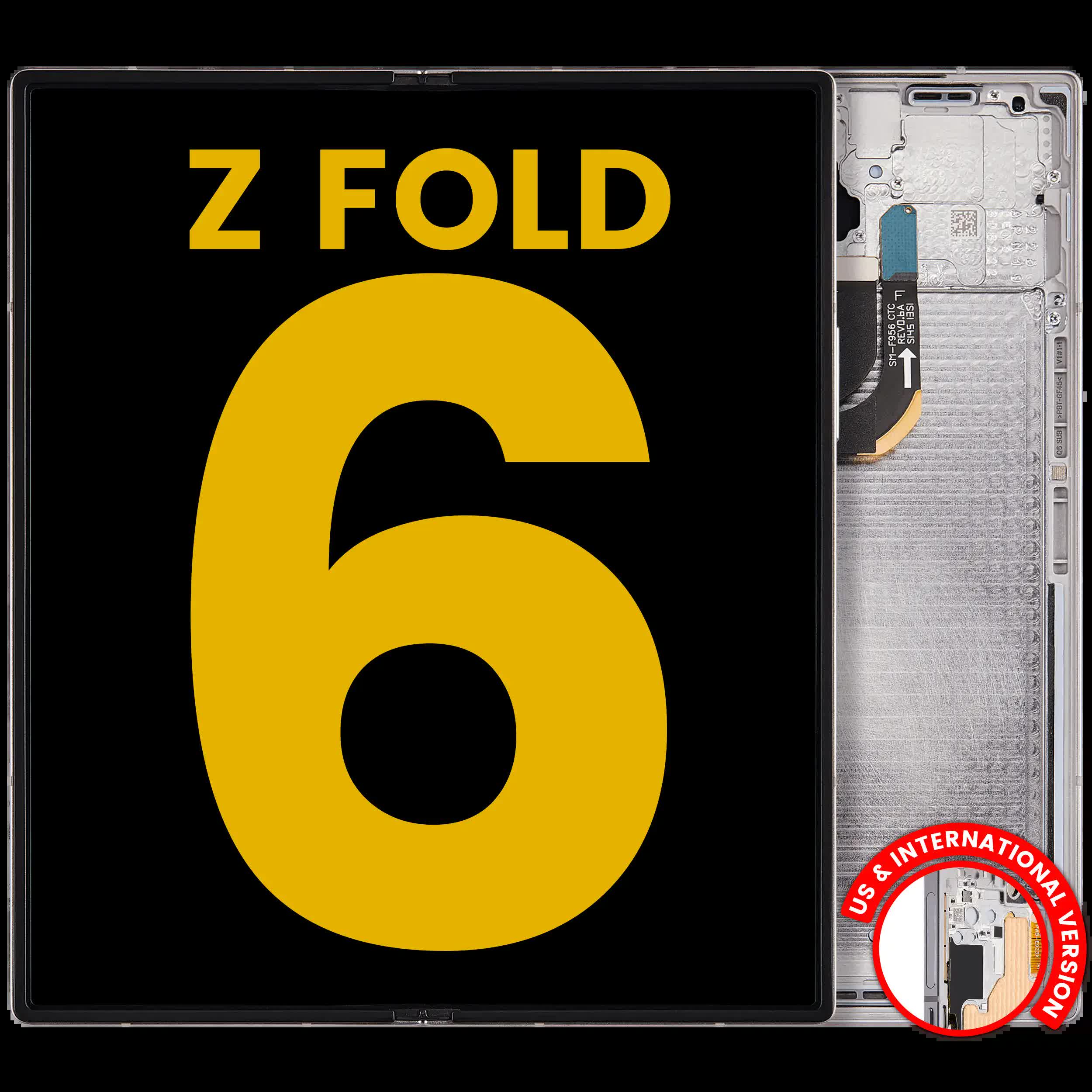 Inner OLED Display mit Rahmen für Samsung Galaxy Z Fold 6 5G (US & International) (professionell aufgearbeitet) (Silver Shadow)