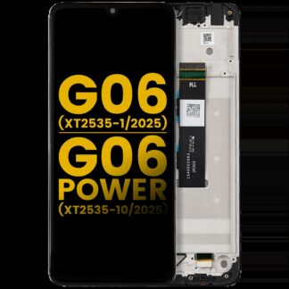 LCD Display mit Rahmen für Motorola Moto G06 (XT2535-1 /2025) / G06 Power (XT2535-10 /2025) (professionell aufgearbeitet)