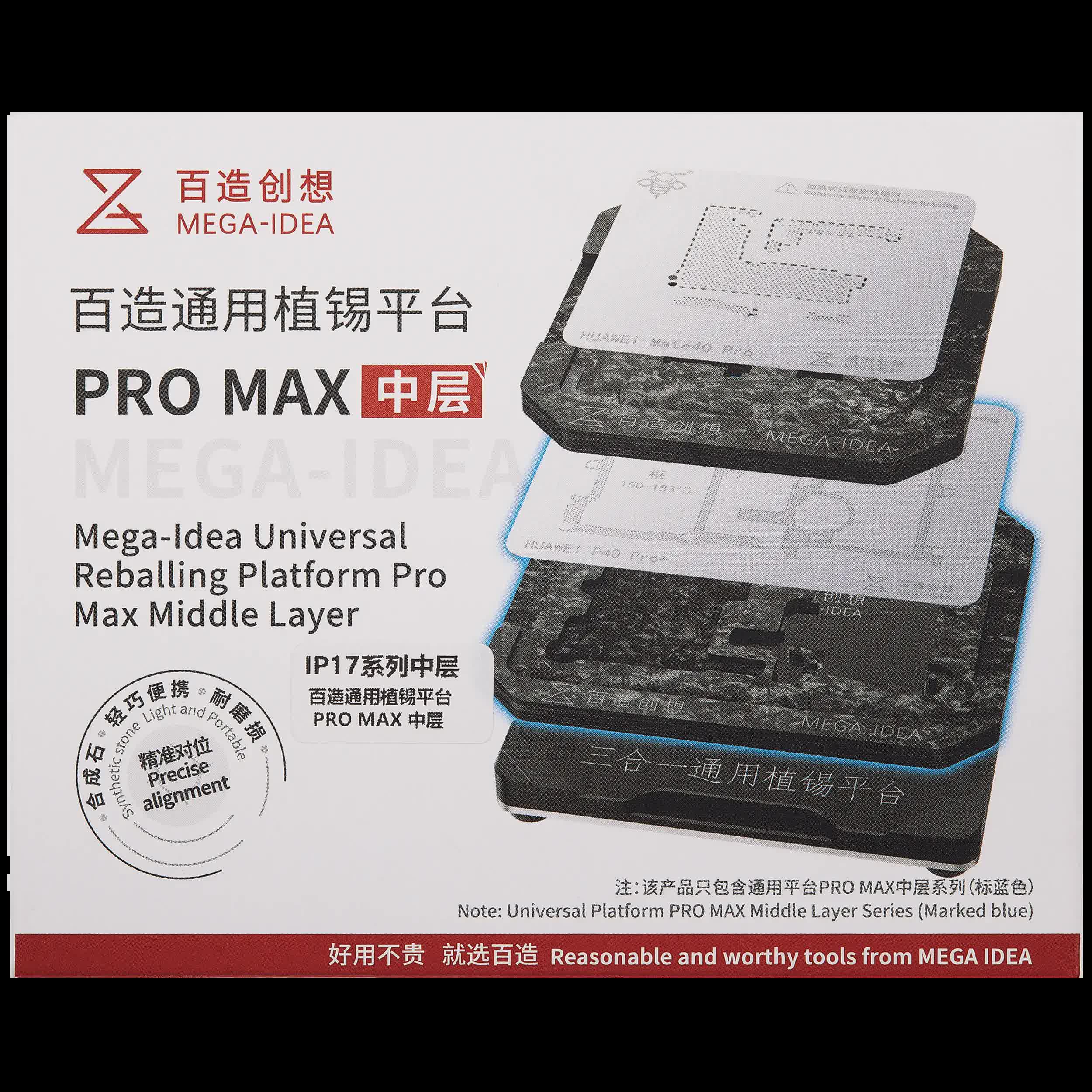 Mega-Idea Universal Middle Rahmen Reballing Plattform iPhone 17 Series (Qianli)