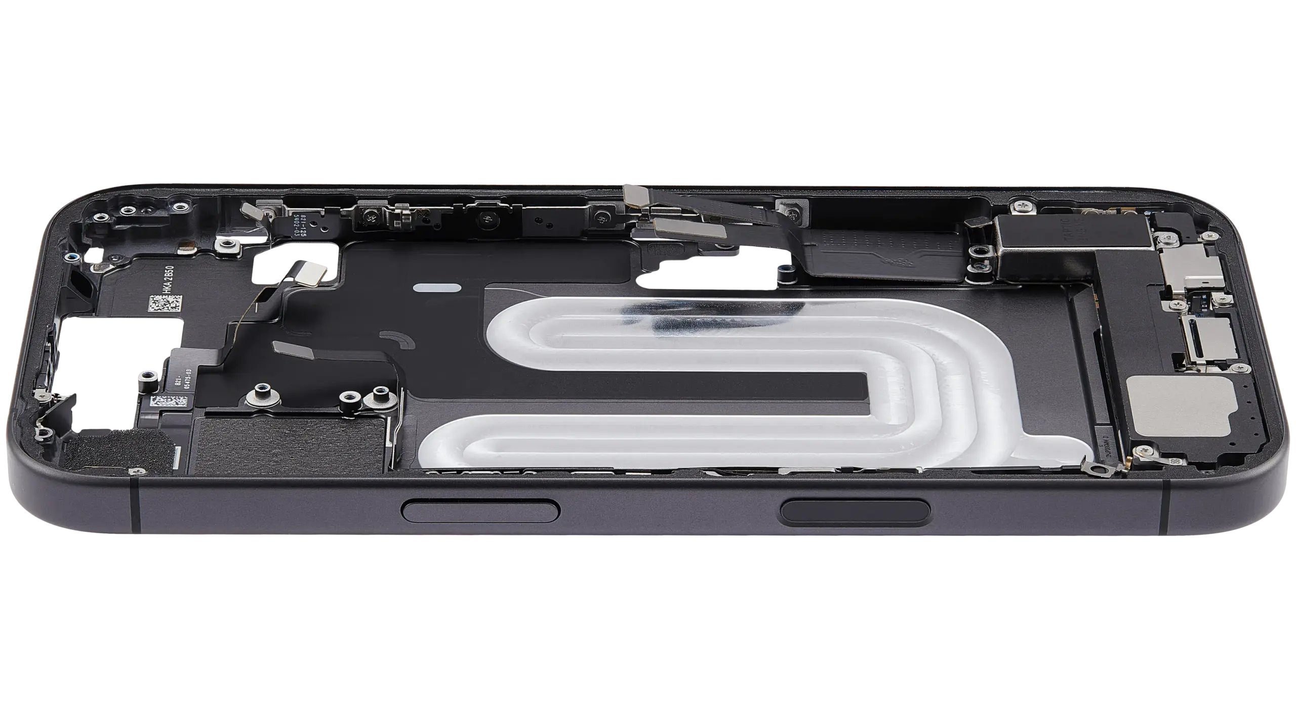 Mittelrahmen mit Ladebuchsen-Flex und Kleinteilen für iPhone 17 (US-Version) (ausgebautes Originalteil: Grade A) (Black (Schwarz)) – Bild 2