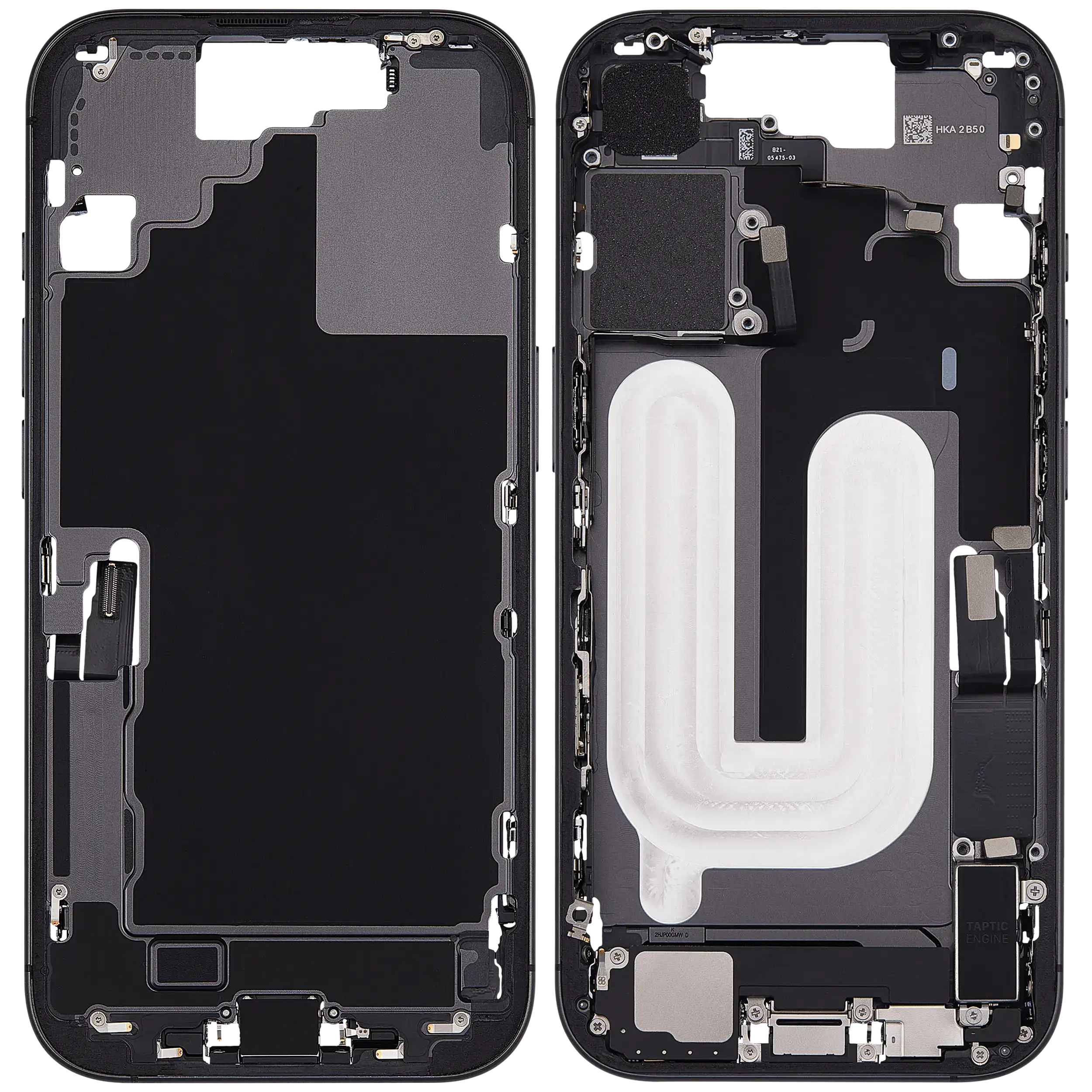 Mittelrahmen mit Ladebuchsen-Flex und Kleinteilen für iPhone 17 (US-Version) (ausgebautes Originalteil: Grade A) (Black (Schwarz)) – Bild 3