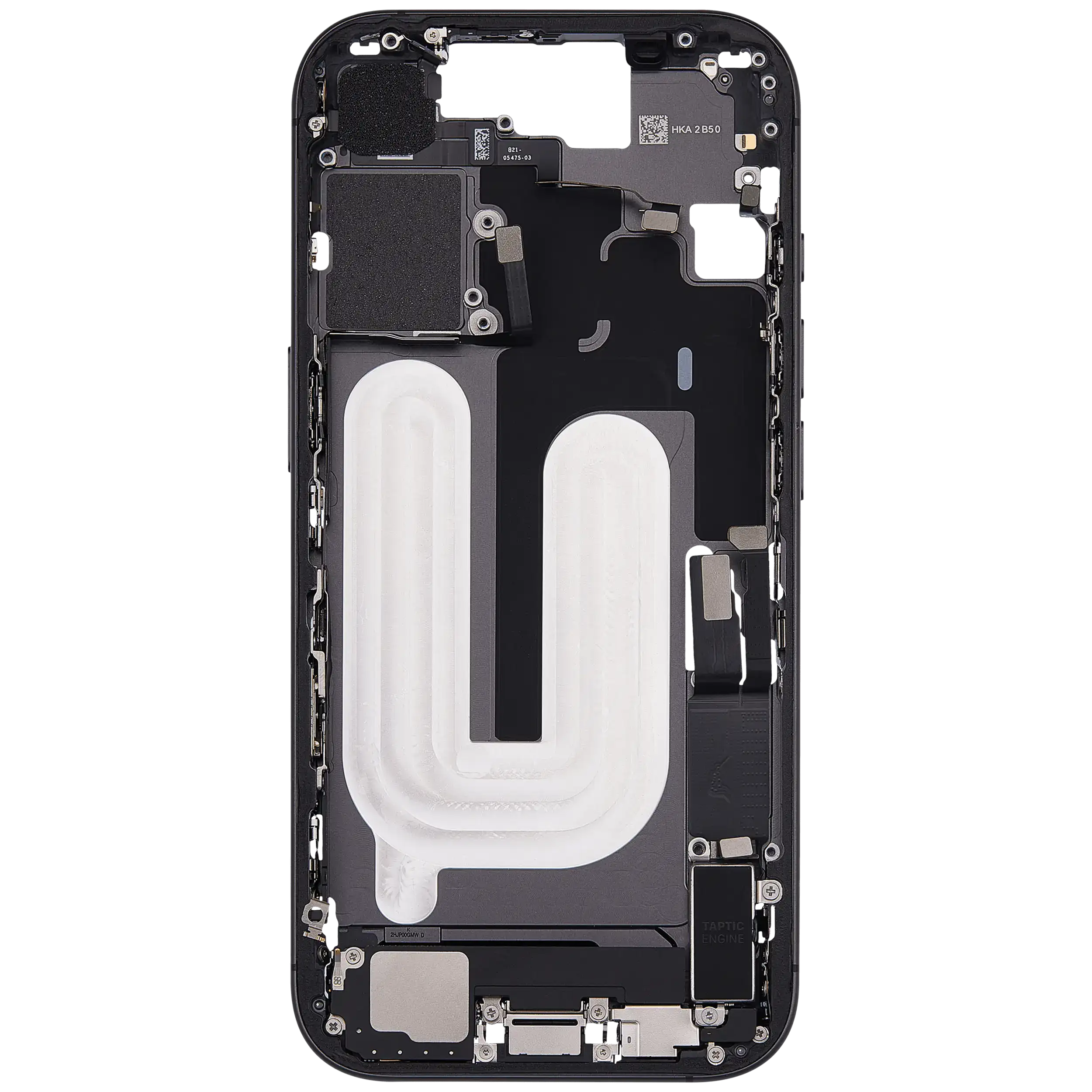 Mittelrahmen mit Ladebuchsen-Flex und Kleinteilen für iPhone 17 (US-Version) (ausgebautes Originalteil: Grade A) (Black (Schwarz)) – Bild 4