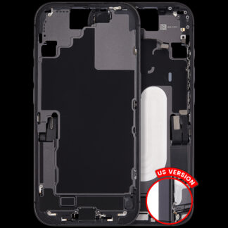 Mittelrahmen mit Ladebuchsen-Flex und Kleinteilen für iPhone 17 (US-Version) (ausgebautes Originalteil: Grade A) (Black (Schwarz))