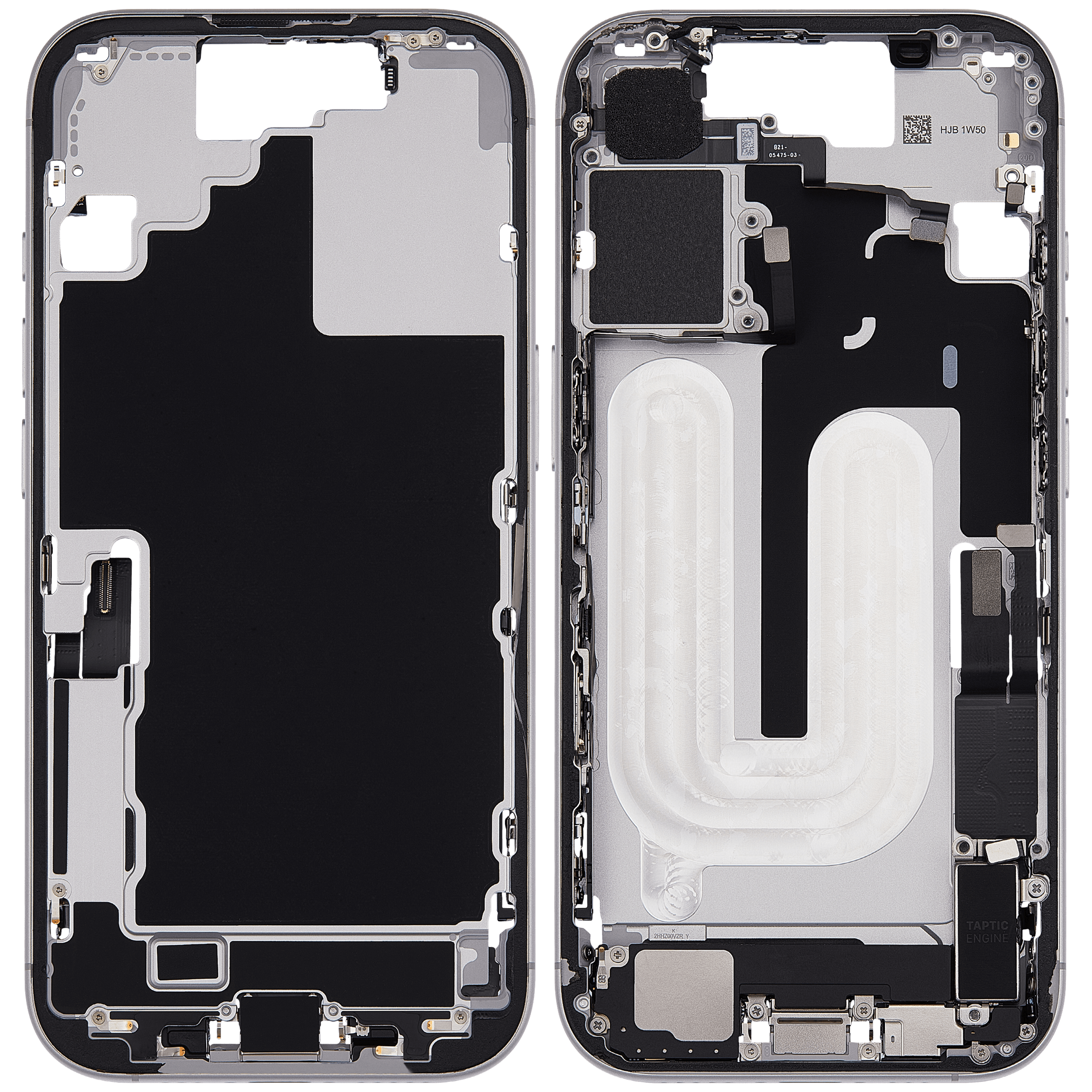 Mittelrahmen mit Ladebuchsen-Flex und Kleinteilen für iPhone 17 (US-Version) (ausgebautes Originalteil: Grade A) (White (Weiß)) – Bild 2