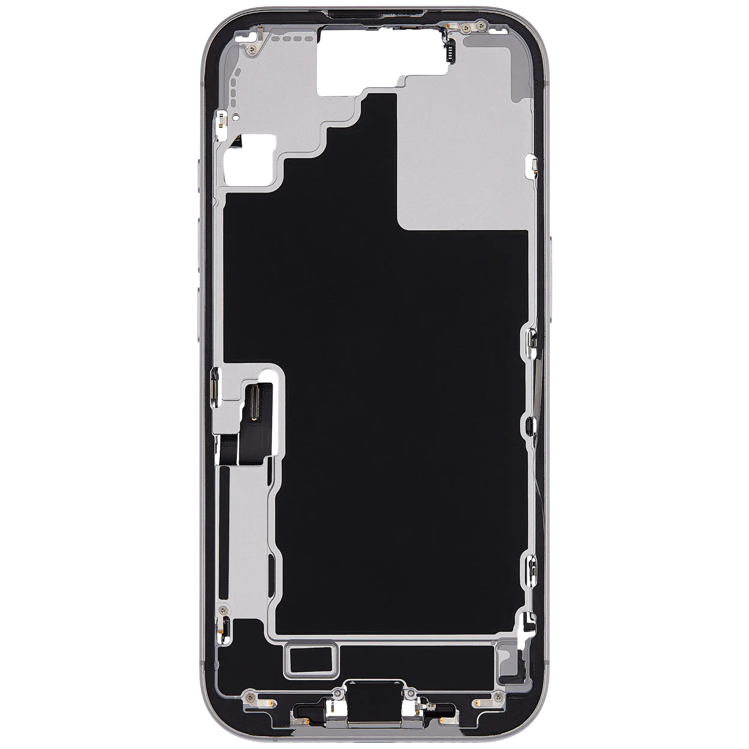 Mittelrahmen mit Ladebuchsen-Flex und Kleinteilen für iPhone 17 (US-Version) (ausgebautes Originalteil: Grade A) (White (Weiß)) – Bild 3