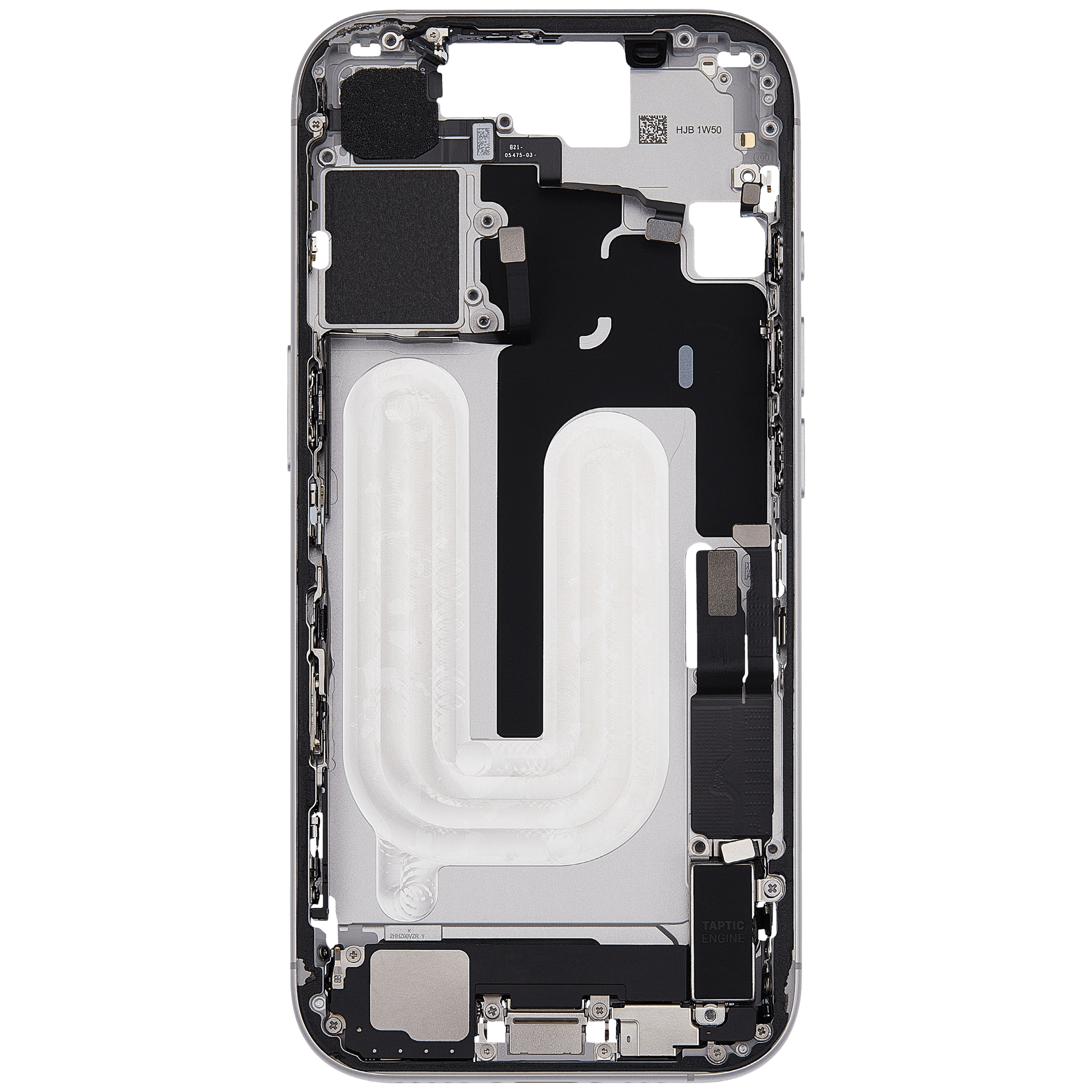 Mittelrahmen mit Ladebuchsen-Flex und Kleinteilen für iPhone 17 (US-Version) (ausgebautes Originalteil: Grade A) (White (Weiß)) – Bild 4