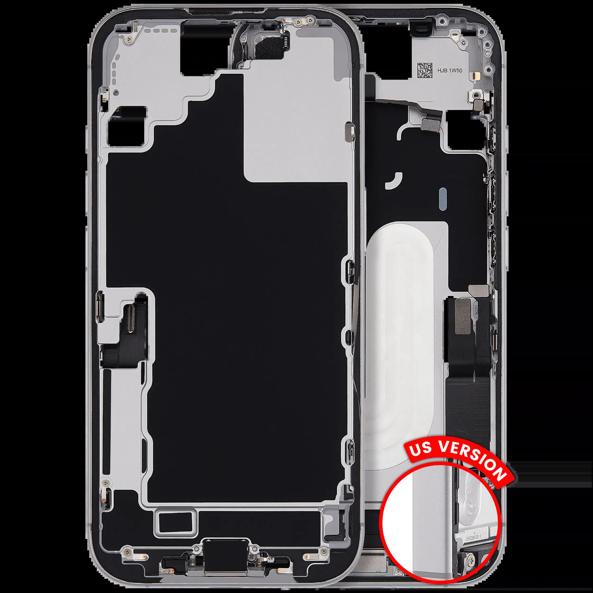 Mittelrahmen mit Ladebuchsen-Flex und Kleinteilen für iPhone 17 (US-Version) (ausgebautes Originalteil: Grade A) (White (Weiß))