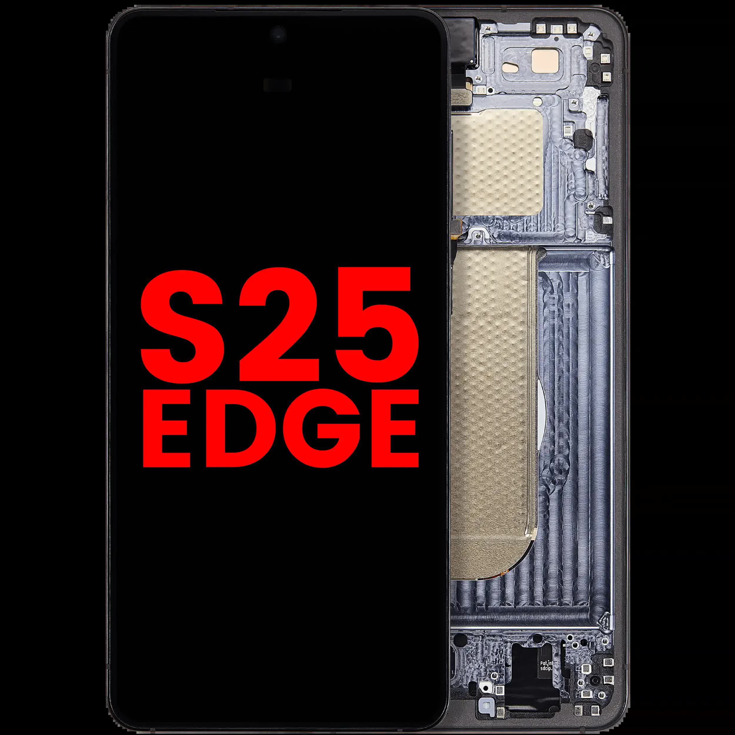 OLED Display mit Rahmen für Samsung Galaxy S25 Edge (US & International Version) (Aftermarket Plus) (Titanium Jetblack)
