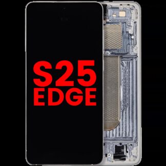 OLED Display mit Rahmen für Samsung Galaxy S25 Edge (US & International Version) (Aftermarket Plus) (Titanium Silver)
