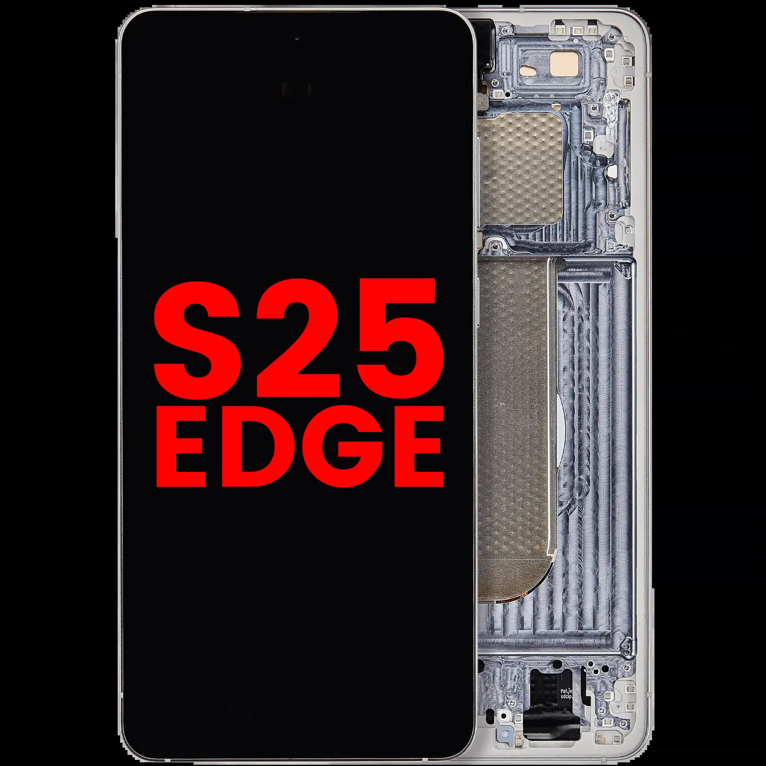 OLED Display mit Rahmen für Samsung Galaxy S25 Edge (US & International Version) (Aftermarket Plus) (Titanium Silver)