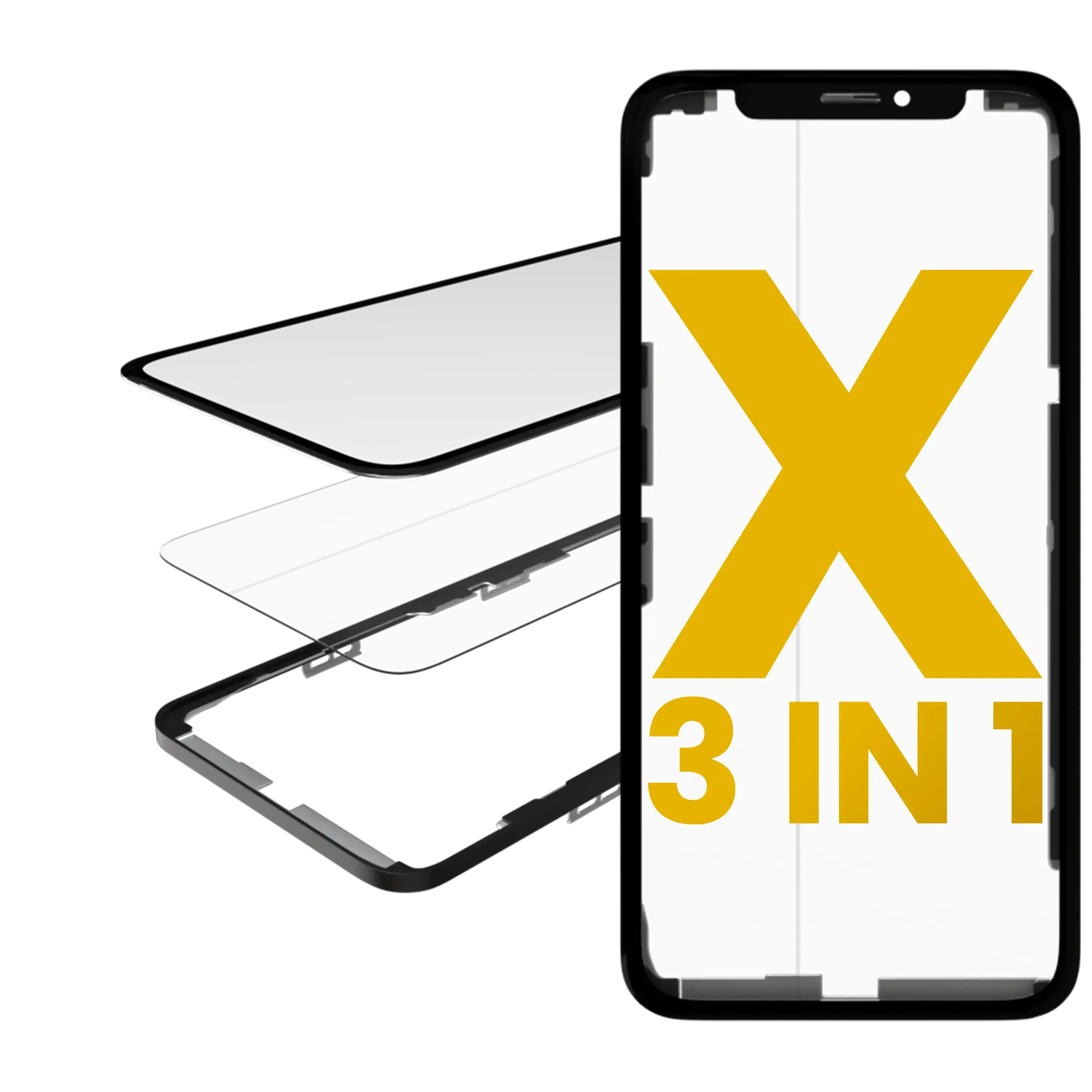 3 in 1 (Glas mit OCA vormontiert + Rahmen) für iPhone 16e / 17e (OCA Master) – Bild 4