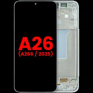 OLED Display mit Rahmen für Samsung Galaxy A26 5G (A266 / 2025) (Aftermarket Plus) (White (Weiß))