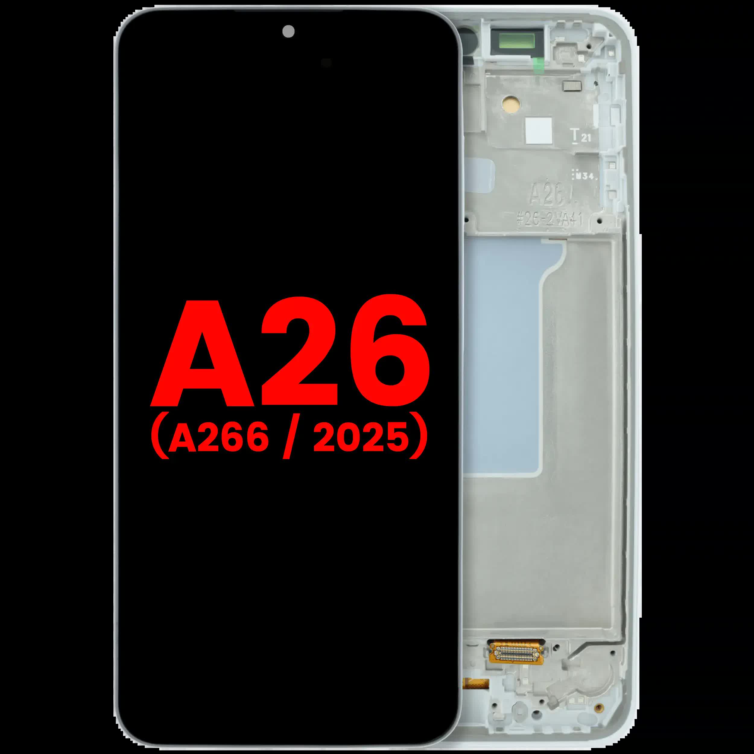 OLED Display mit Rahmen für Samsung Galaxy A26 5G (A266 / 2025) (Aftermarket Plus) (White (Weiß))