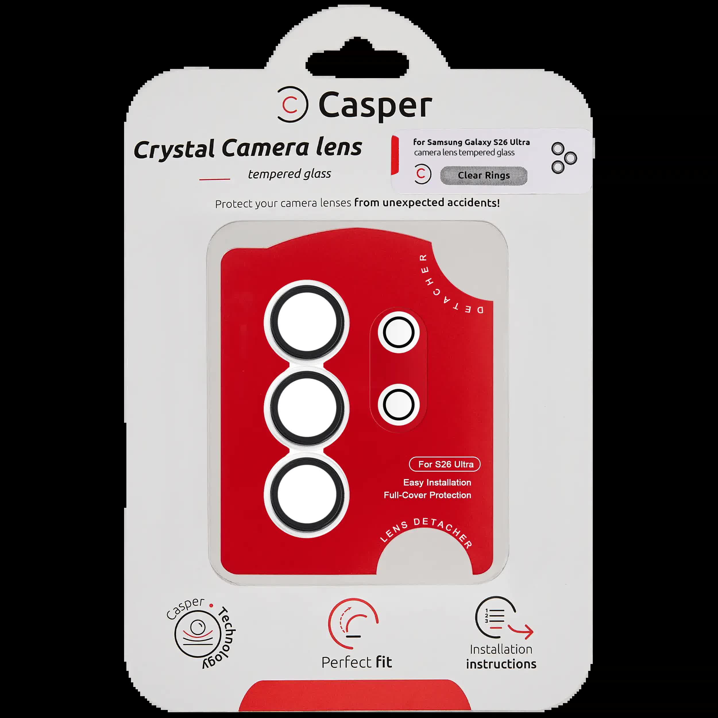 Casper Kameraglas Protector für Samsung Galaxy S26 Ultra (Clear Rings)