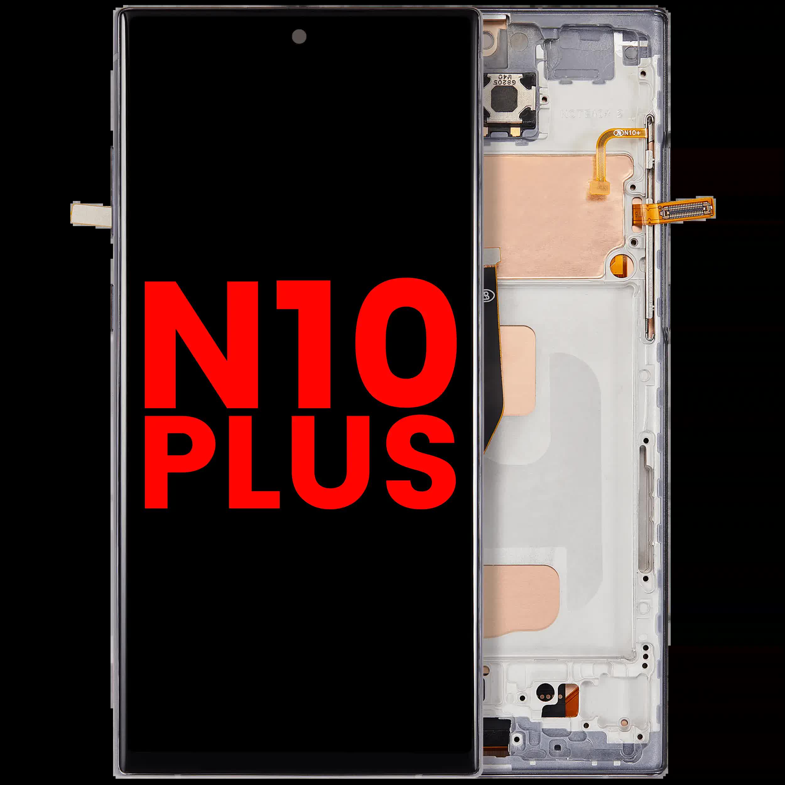 LCD Display mit Rahmen (ohne Fingerprint Sensor) für Samsung Galaxy Note 10 Plus (Aftermarket Plus: Incell) (Aura Black)