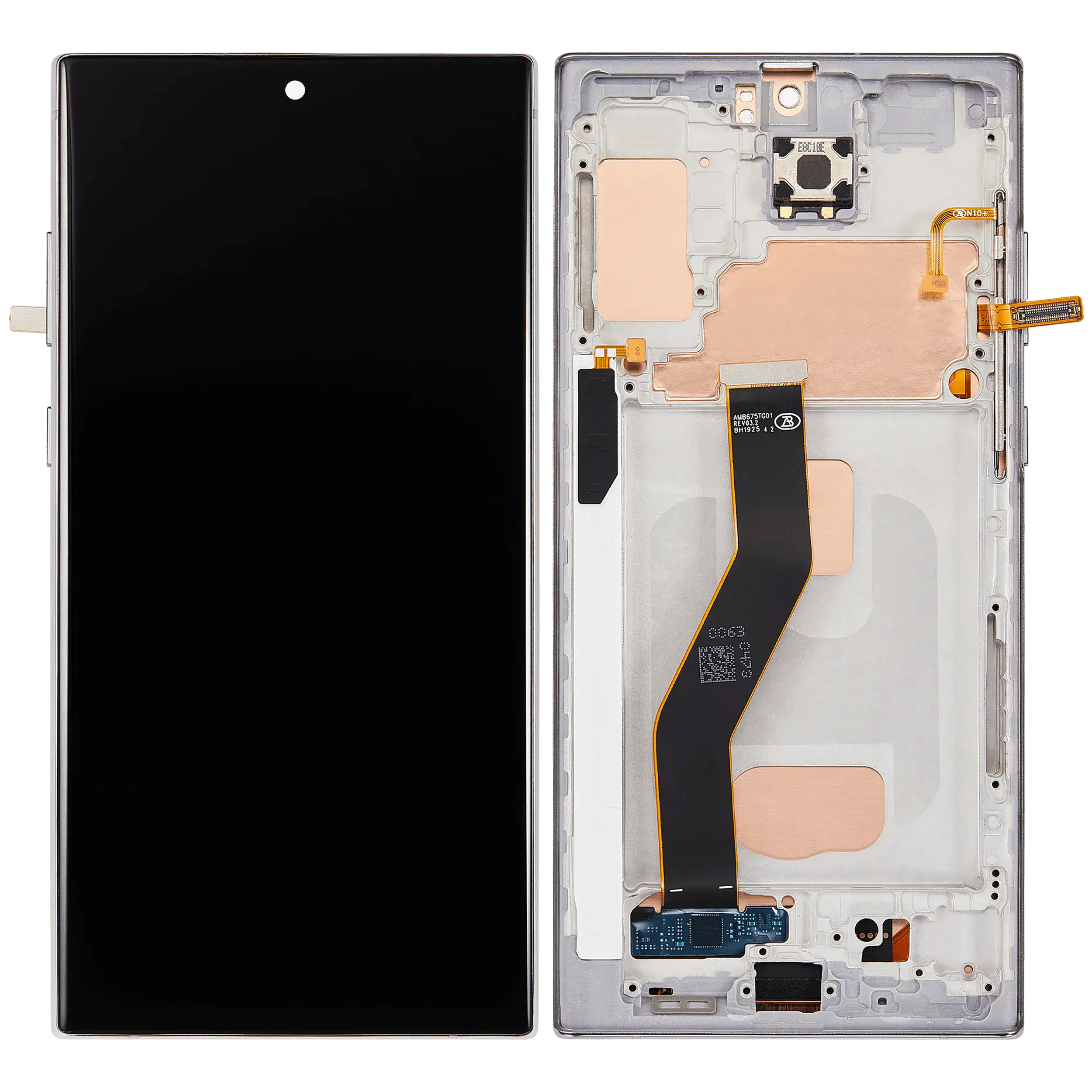 LCD Display mit Rahmen (ohne Fingerprint Sensor) für Samsung Galaxy Note 10 Plus (Aftermarket Plus: Incell) (Aura White) – Bild 2