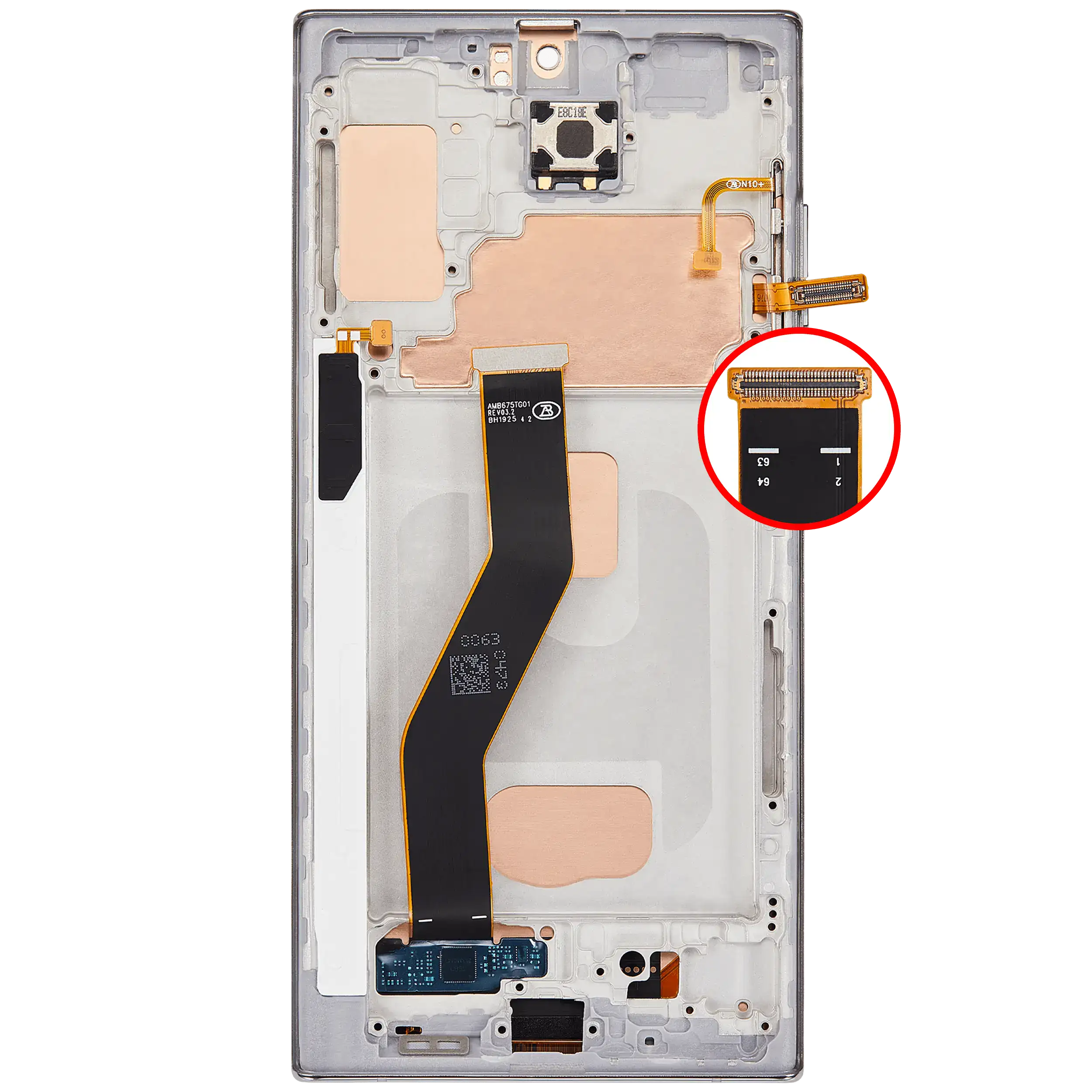 LCD Display mit Rahmen (ohne Fingerprint Sensor) für Samsung Galaxy Note 10 Plus (Aftermarket Plus: Incell) (Aura White) – Bild 4
