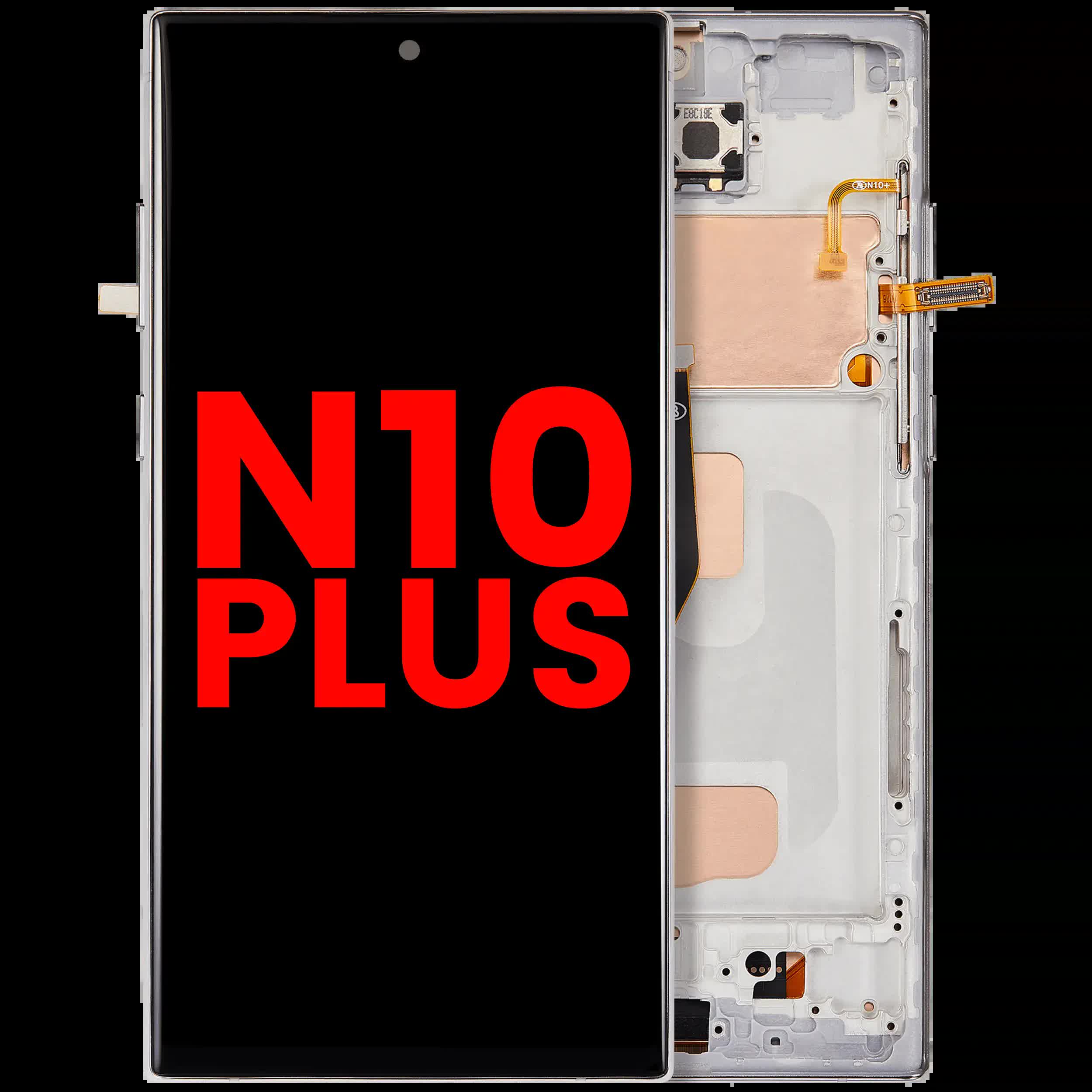 LCD Display mit Rahmen (ohne Fingerprint Sensor) für Samsung Galaxy Note 10 Plus (Aftermarket Plus: Incell) (Aura White)