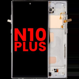 LCD Display mit Rahmen (ohne Fingerprint Sensor) für Samsung Galaxy Note 10 Plus (Aftermarket Plus: Incell) (Aura Glow / Silver)